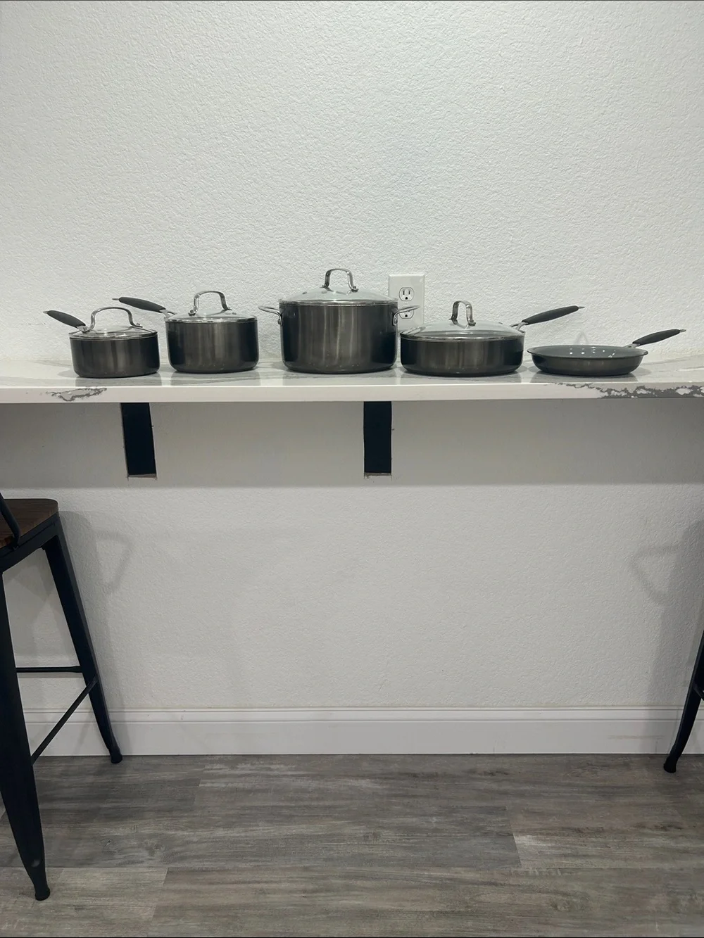 9 Piece Dark Gray Nonstick Cookware Set with Glass Lids By Food Network